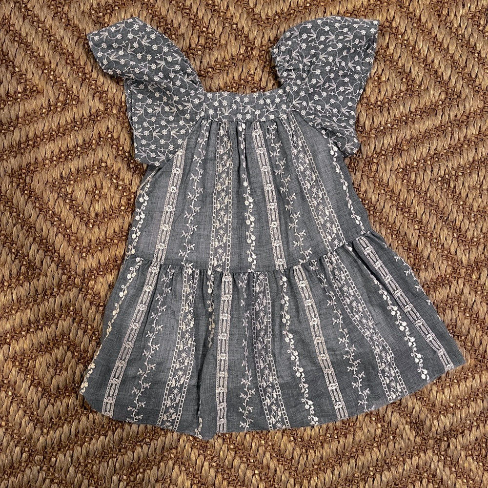 Zara girls embroidered blue and white dress 2-3T
